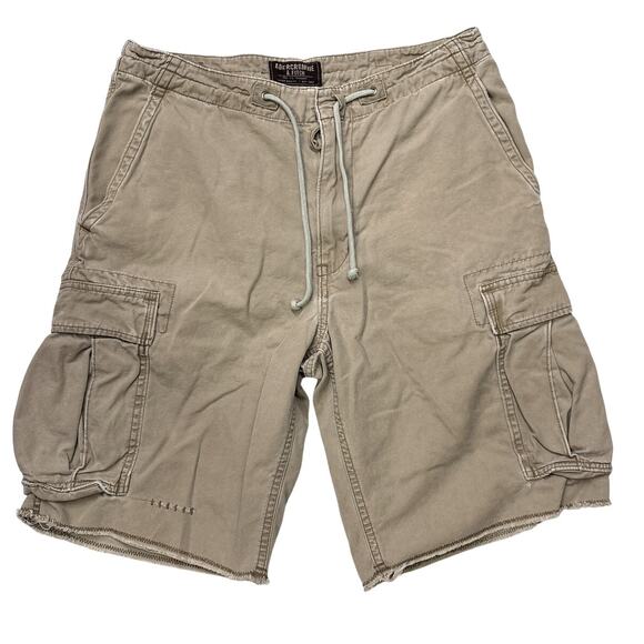 Abercrombie Fitch Cargo Shorts Mens Sz 30 Brown Cavas Distressed Raw Hem *READ* - Picture 1 of 8